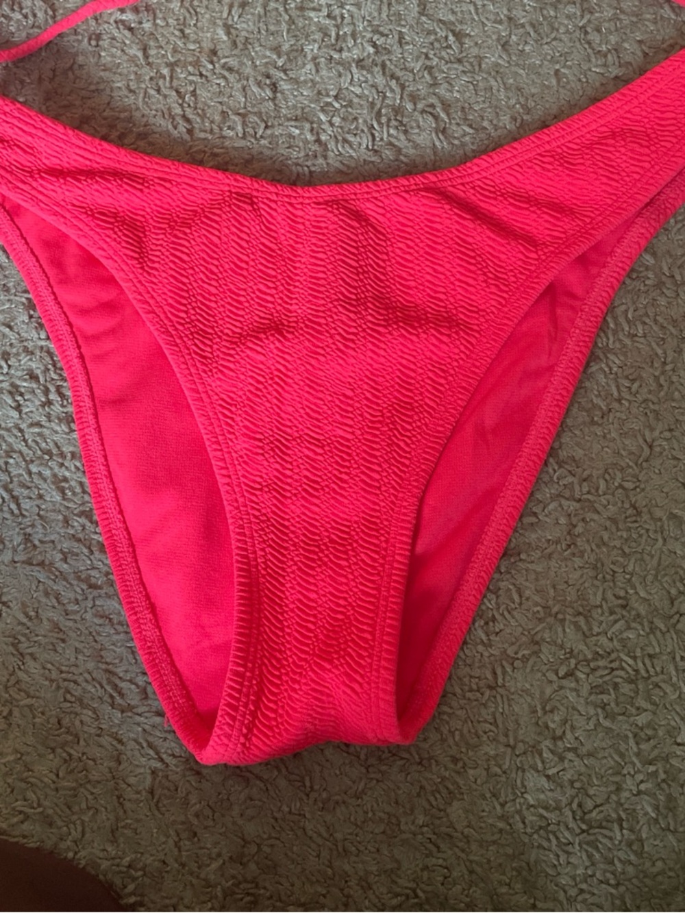 No Boundaries Hot Pink Textured Bikini Bottom